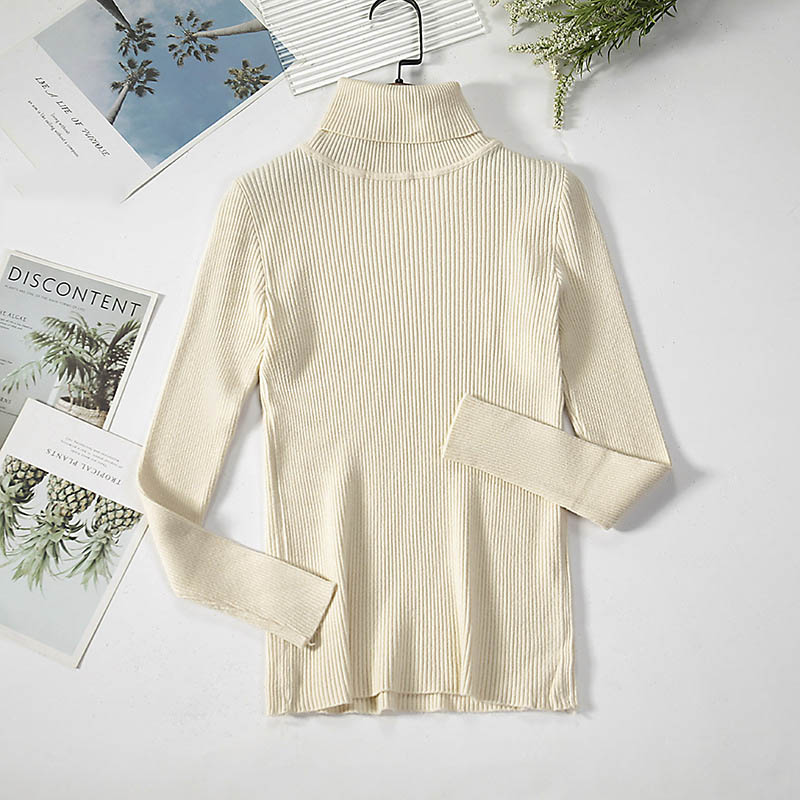 Winter Women Casual Basic Solid Color Knitted Turtle Neck Long Sleeves Sweater