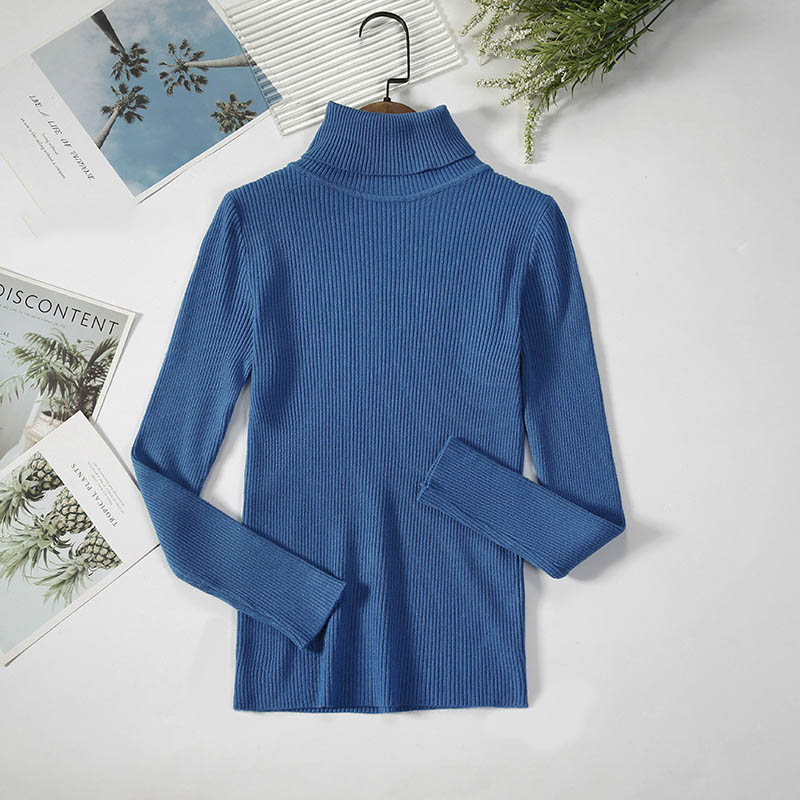 Winter Women Casual Basic Solid Color Knitted Turtle Neck Long Sleeves Sweater