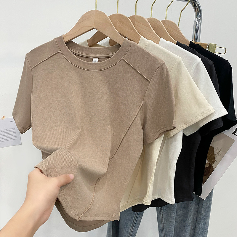 Women Basic Solid Color Good Quality Short Sleeve T-Shirt