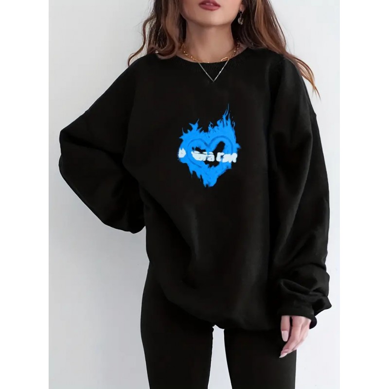 Women Casual Crewneck Long Sleeve Loose Sweatshirt