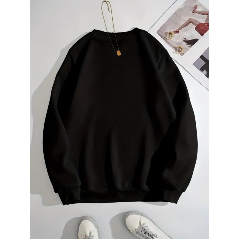 Women Casual Crewneck Long Sleeve Loose Sweatshirt