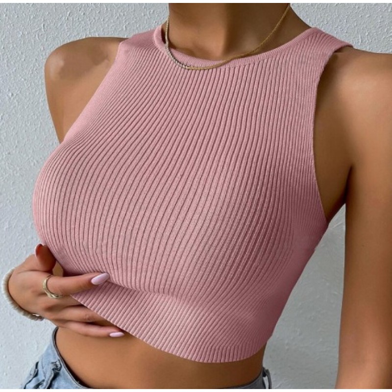 Women Fashion Solid Crop Top