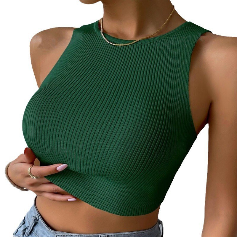 Women Fashion Solid Crop Top