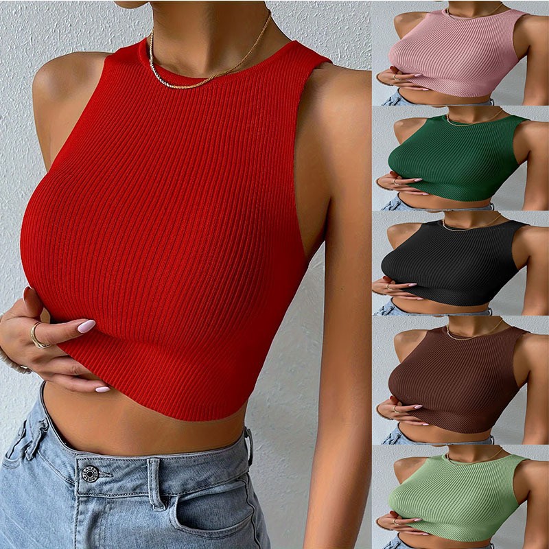 Women Fashion Solid Crop Top