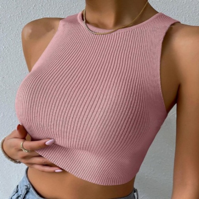 Women Fashion Solid Crop Top