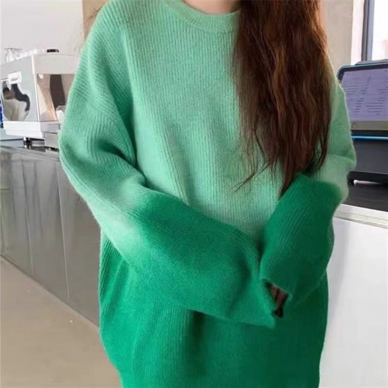 Winter Women Gradient Crewneck Loose Knit Sweater