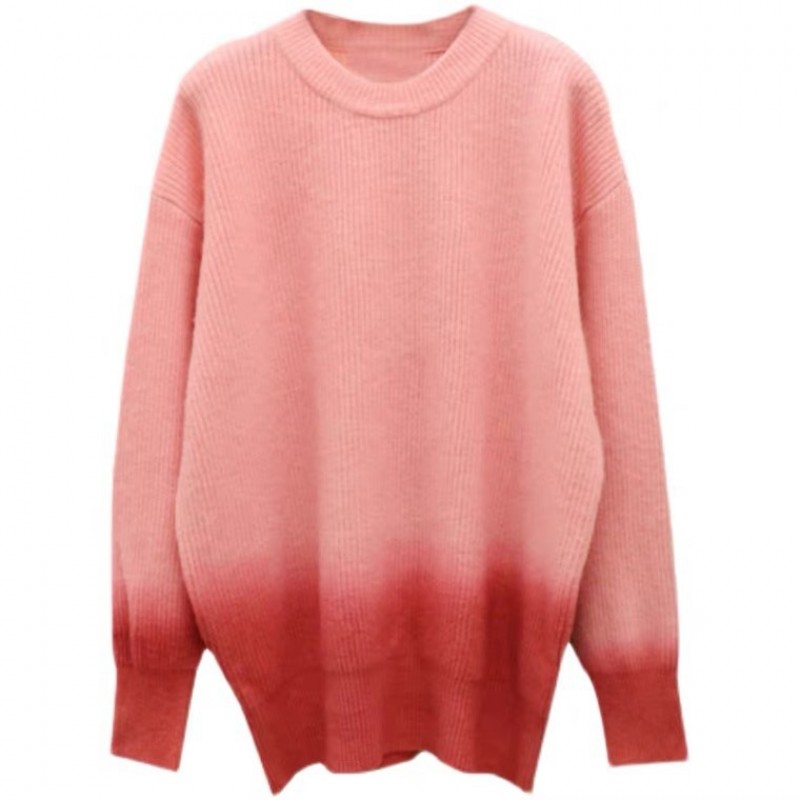 Winter Women Gradient Crewneck Loose Knit Sweater