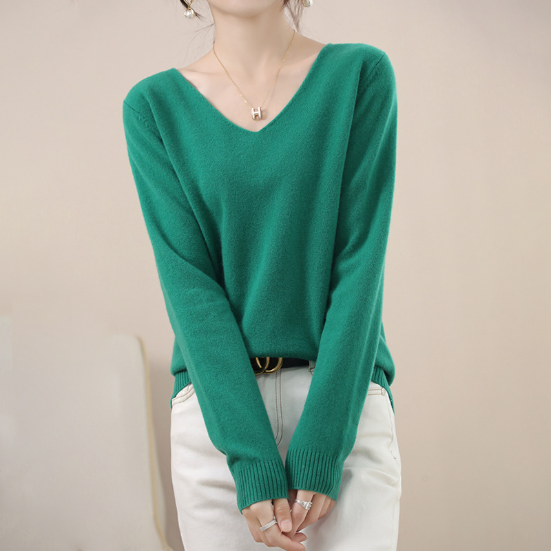 Autumn And Winter Women Elegant Solid Color Long Sleeve Sweater