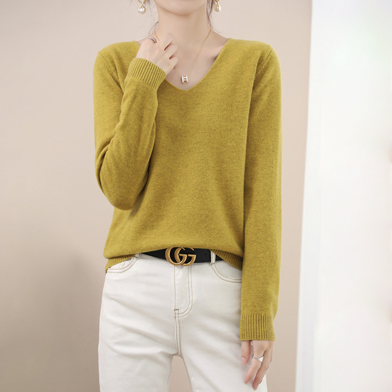 Autumn And Winter Women Elegant Solid Color Long Sleeve Sweater