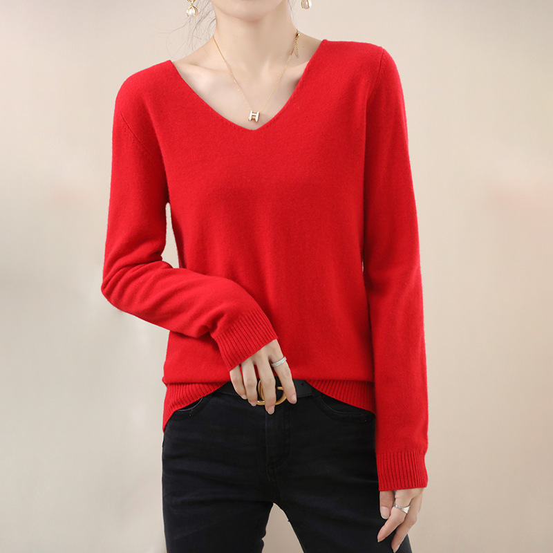 Autumn And Winter Women Elegant Solid Color Long Sleeve Sweater