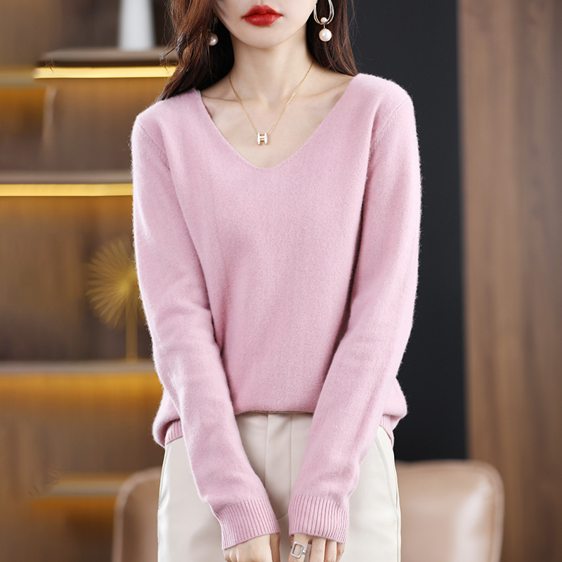 Autumn And Winter Women Elegant Solid Color Long Sleeve Sweater