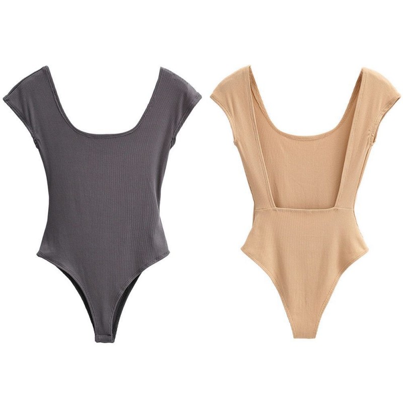 Women Fashion Sexy Solid Color Backless Tight Bodysuits