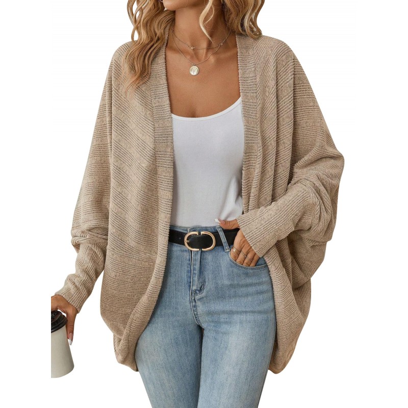 Autumn And Winter Women Fashion Loose Bat Sleeve Cardigan Knitted Jacket