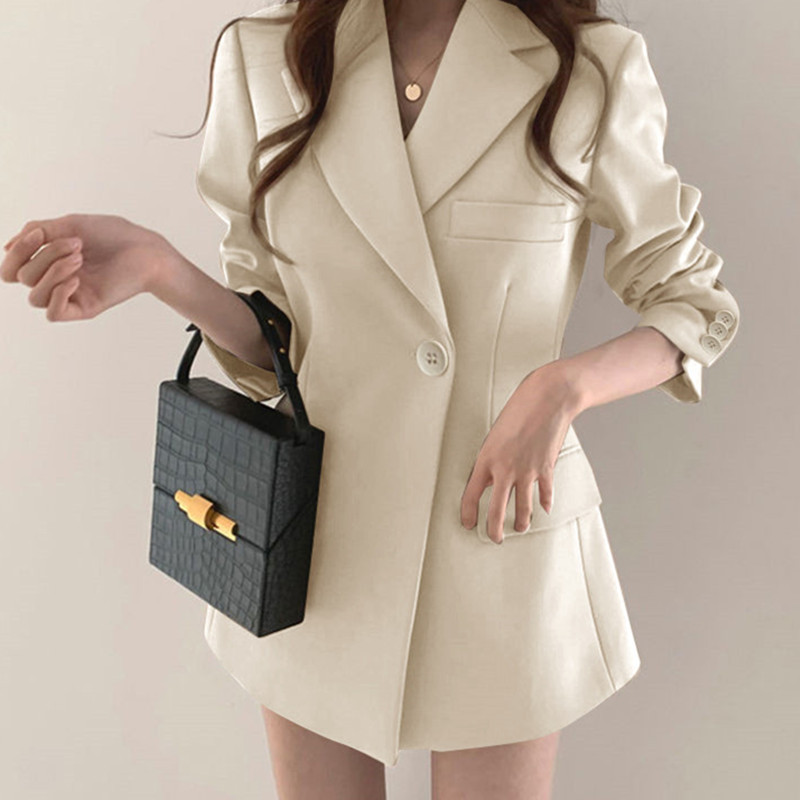 Women Fashion Retro Loose Lar Long Sleeve Blazer Jacket