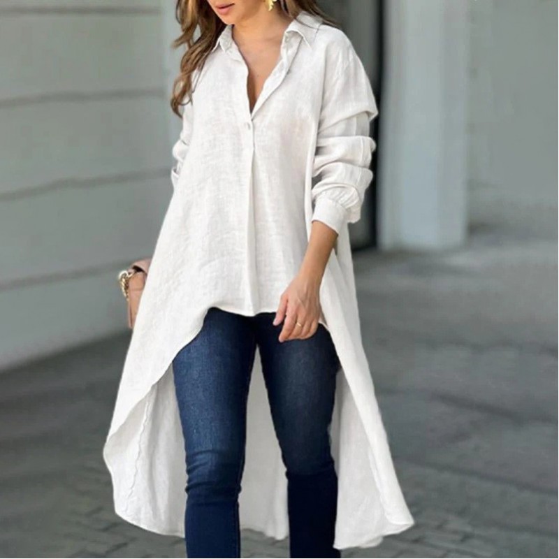 Summer Women Fashion Casual Solid Color Loose Lape...