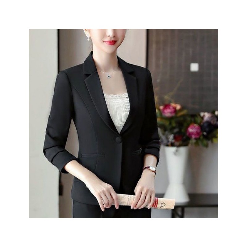 Women Spring And Autumn Fashion Casual Basic Solid Blazer