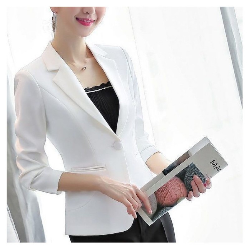 Women Spring And Autumn Fashion Casual Basic Solid Blazer