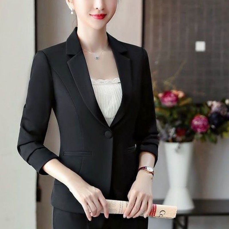 Women Spring And Autumn Fashion Casual Basic Solid Blazer