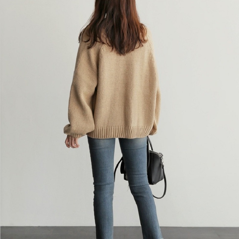 Autumn Winter Women Fashion Solid Color Knitted Cardigan Sweater Coat