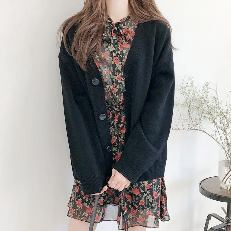 Autumn Winter Women Casual Solid Color Long Sleeve Loose Knitted Jacket