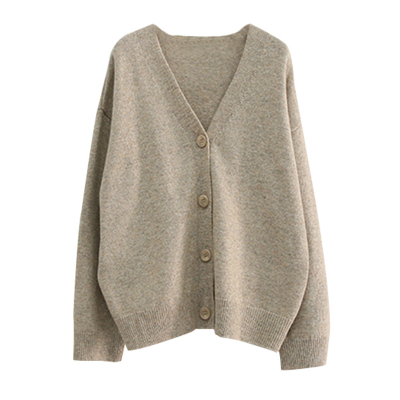 Autumn Winter Women Casual Solid Color Long Sleeve Loose Knitted Jacket