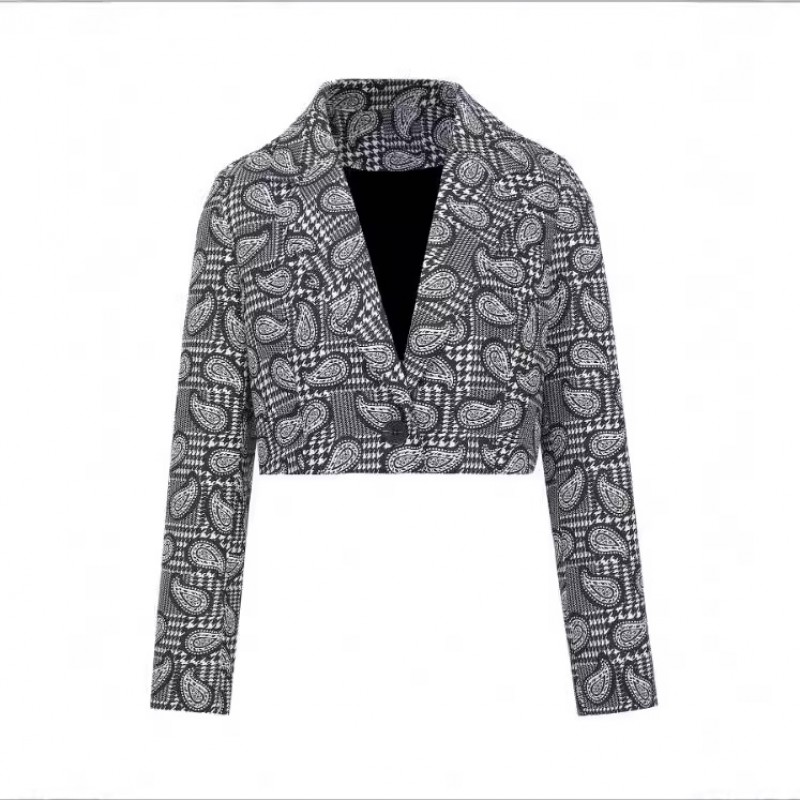 Women Fashion Casual Print Slim Long Sleeve Blazer Coat