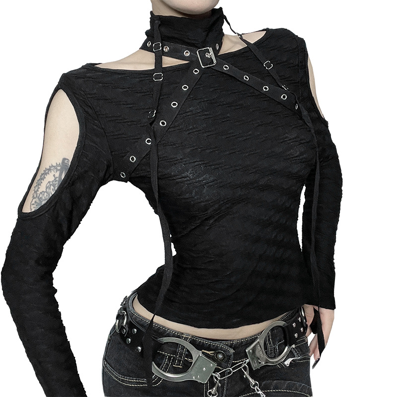 Women Gothic Fashion Hollow Long Sleeve T-Shirt