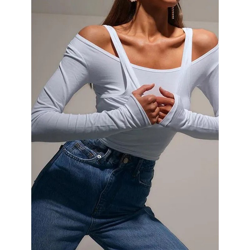 Women Fashion Y2K Solid Color Long Sleeve T-Shirt