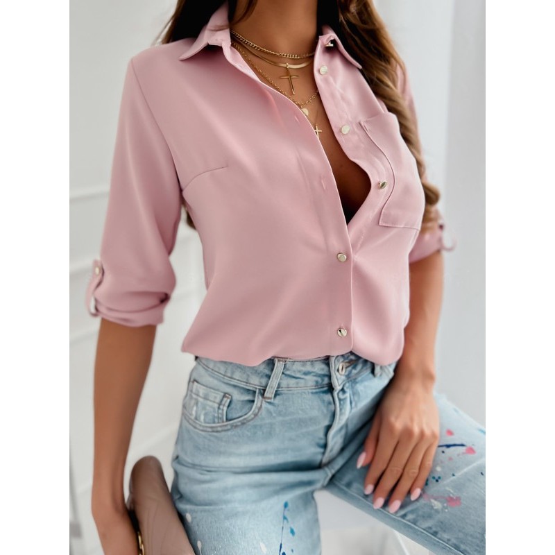 Summer Women Fashion Floral Print Lapel Long Sleeve Shirt